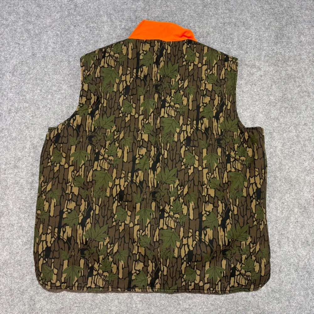 Winchester Trebark Camo Hunting Vest Mens Large Blaze Orange Reversible Quilted